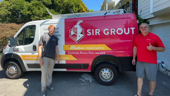 Sir Grout Franchise Van and Crew
