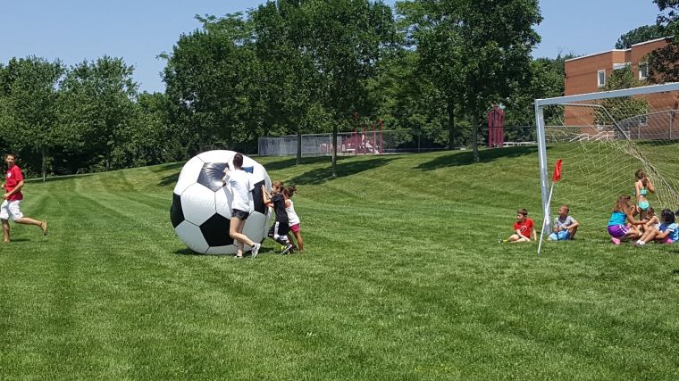 Fun Fieldz Birthday Party Playing Soccer