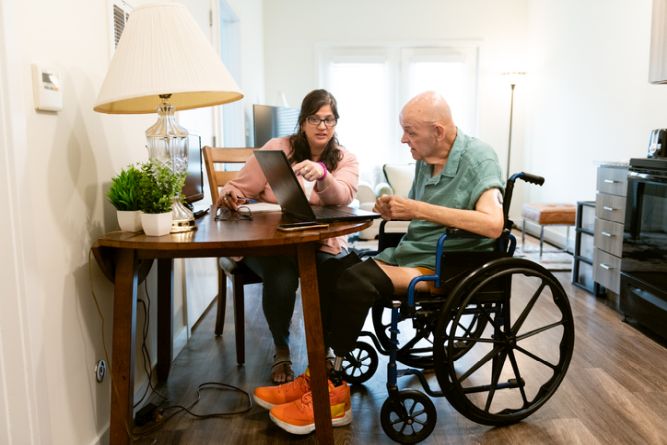 The Care Concierge Franchise owner discussing care options.