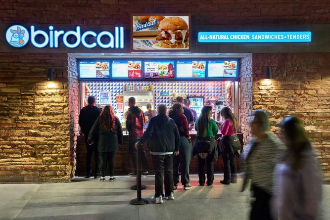 Birdcall Chicken Franchise customers waiting in line.